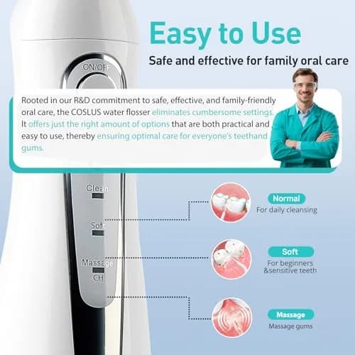 COSLUS ADA Accepted Water Dental Flosser C20 | 300ml (10.14 Fl Oz) Tank | Professional Set thumbnail 6