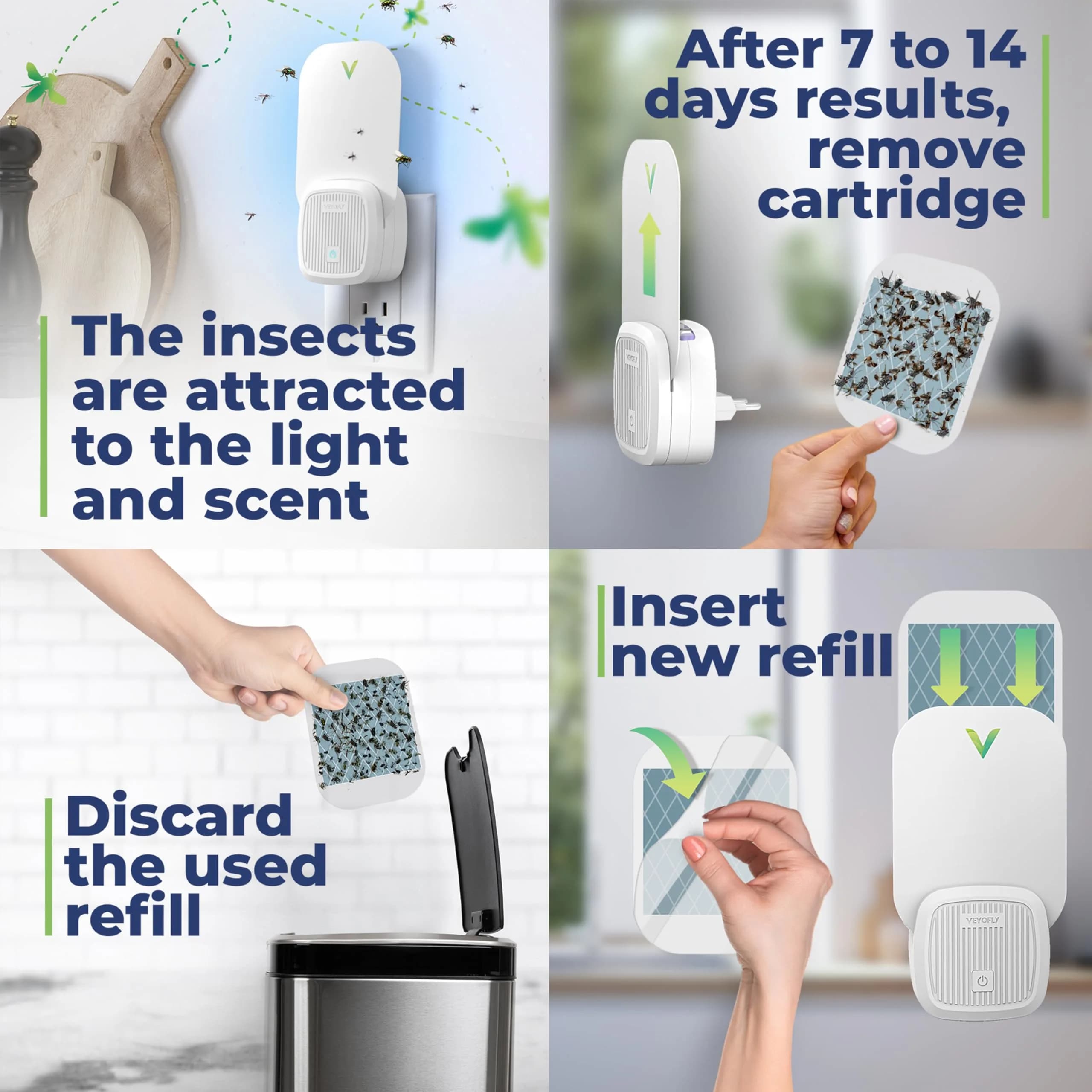 VEYOFLY Fruit Fly & Gnat Trap: 1 Device + 2 Refills | Plug-in Indoor Insect Catcher - view 4