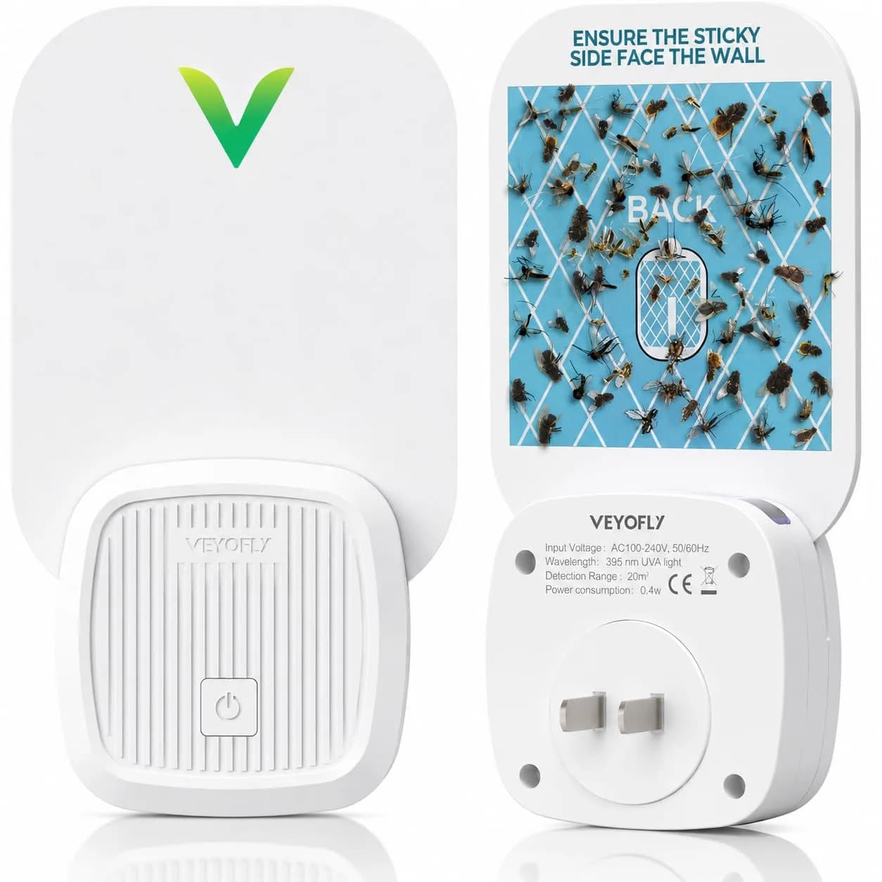VEYOFLY Fruit Fly & Gnat Trap: 1 Device + 2 Refills | Plug-in Indoor Insect Catcher - main product image