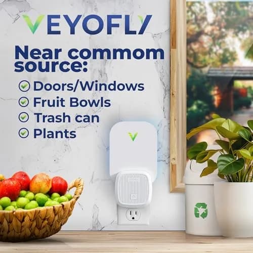 VEYOFLY Fruit Fly & Gnat Trap Plug-in with UV Light & Glue Boards, 1 Device + 3 Refills | Non-Toxic Indoor Insect Catcher thumbnail 3