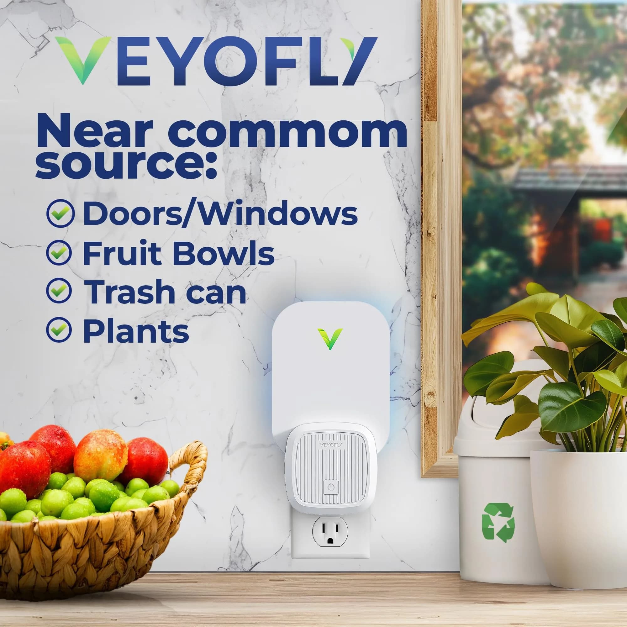 VEYOFLY Fruit Fly & Gnat Trap: 1 Device + 2 Refills | Plug-in Indoor Insect Catcher - view 3