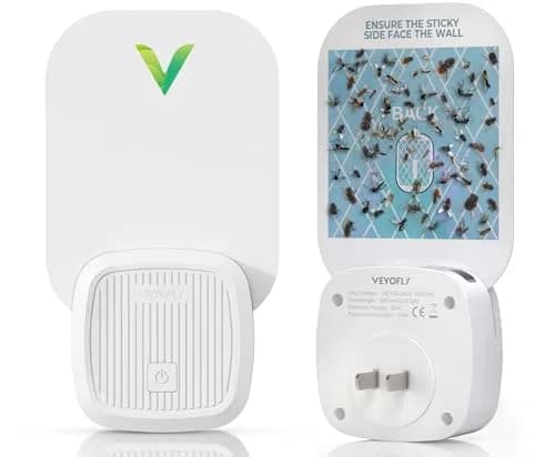 VEYOFLY Fruit Fly & Gnat Trap 4 Devices + 6 Refills | Plug-in Indoor Insect Catcher — 1 Device + 2 Refills