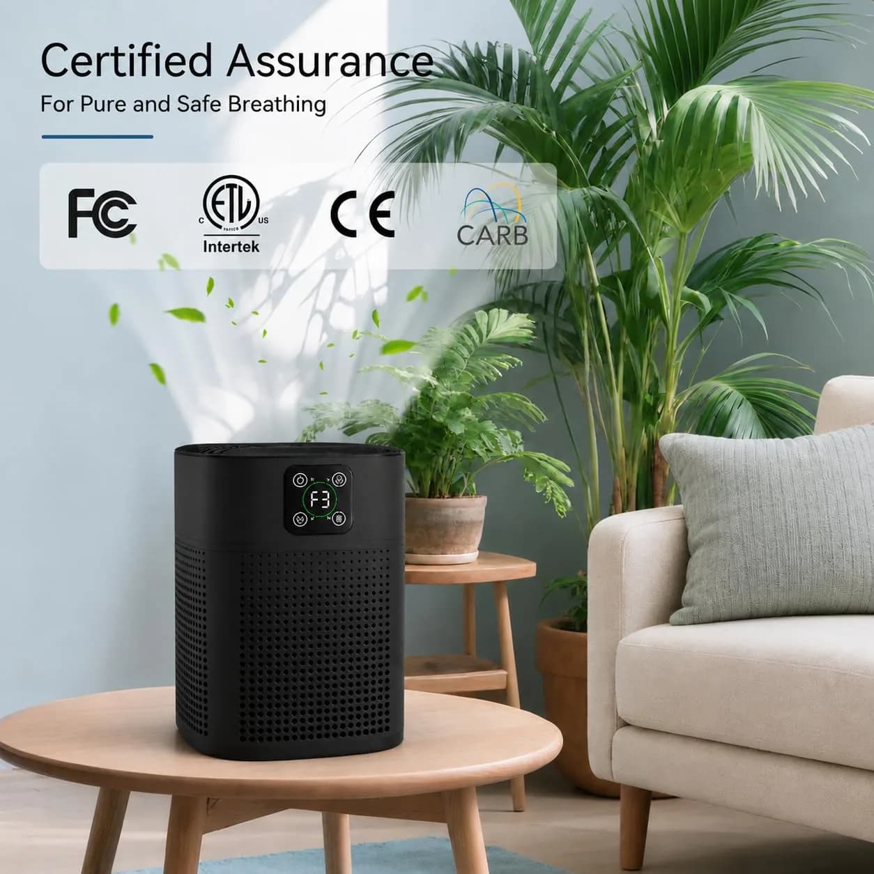Honeyuan H13 HEPA Air Purifier for Home, Large Room, 1095 sqft Coverage, 3-Stage Filtration, 24dB Sleep Mode, Black | True HEPA Filter for Dust & Pet Dander - view 6
