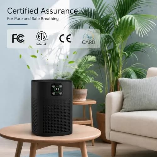 Honeyuan H13 HEPA Air Purifier for Home, Large Room, 1095 sqft Coverage, 3-Stage Filtration, 24dB Sleep Mode, Black | True HEPA Filter for Dust & Pet Dander thumbnail 6