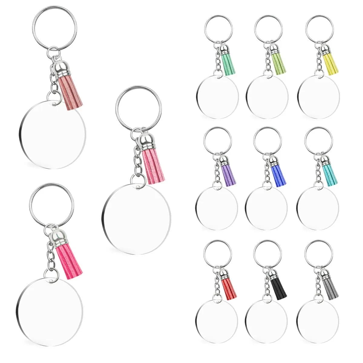 Yuntop Acrylic Jewelry Findings Set | 48 Pcs Clear Round Keychain Blanks & Accessories - main product image
