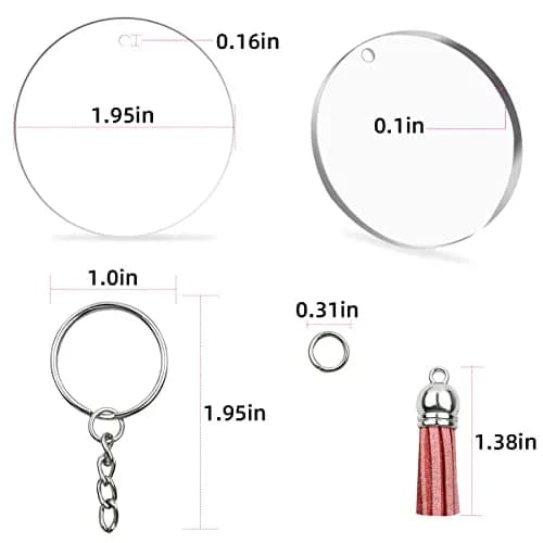 Yuntop Acrylic Jewelry Findings Set | 48 Pcs Clear Round Keychain Blanks & Accessories thumbnail 6