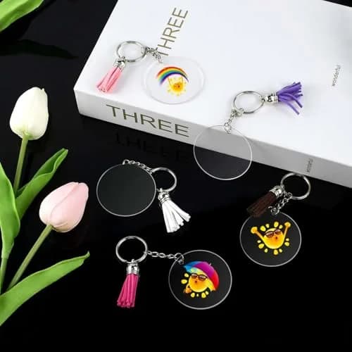 Yuntop Acrylic Jewelry Findings Set | 48 Pcs Clear Round Keychain Blanks & Accessories thumbnail 7