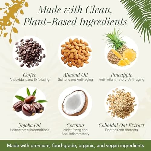 Saavy Naturals Body Scrub - Scented Sugar Coconut Exfoliator, Vegan & Natural with Vitamin E, Gentle for Sensitive Skin, 12 oz | Tropical Coconut thumbnail 4