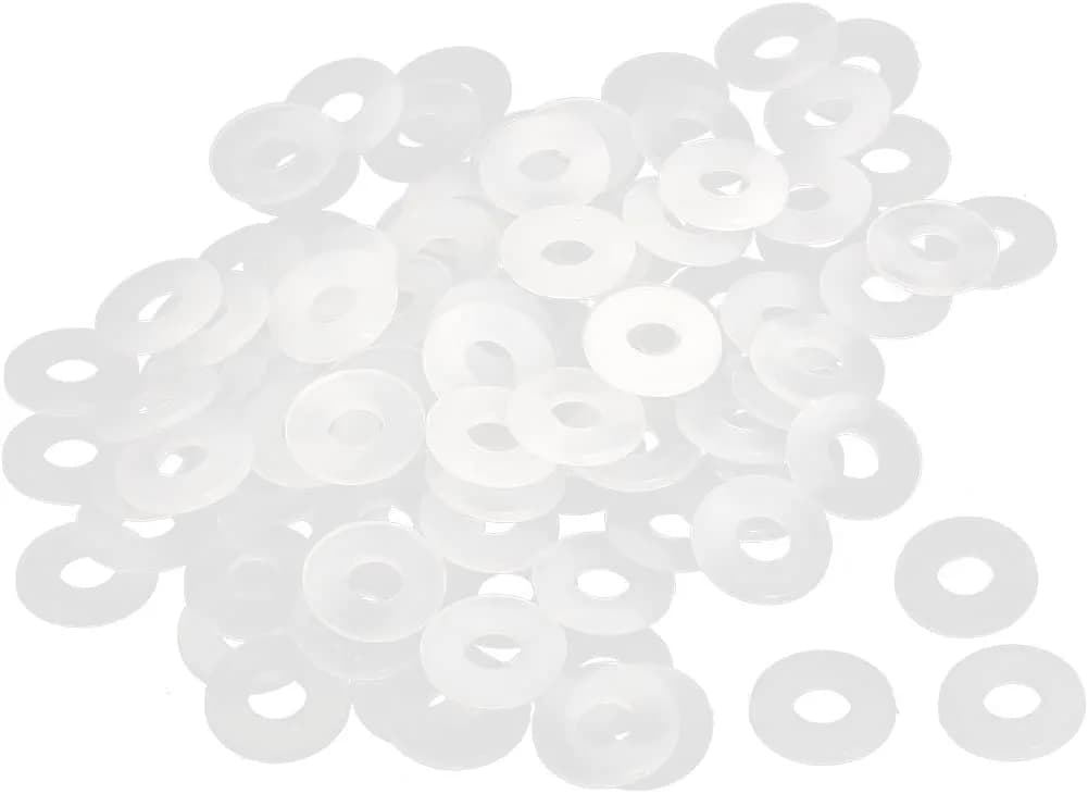 TA-VIGOR M3 Nylon Flat Washer 6mm OD x 3mm ID x 0.5mm Thickness (100pcs) | White Sealing Gasket for Pipes & Hoses — M3 6mm*3mm*0.5mm