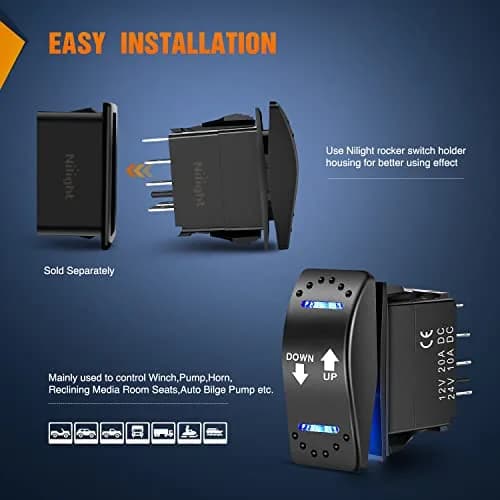 Nilight Momentary DPDT Rocker Switch 12V/24V | Heavy Duty Reverse Polarity Control thumbnail 6