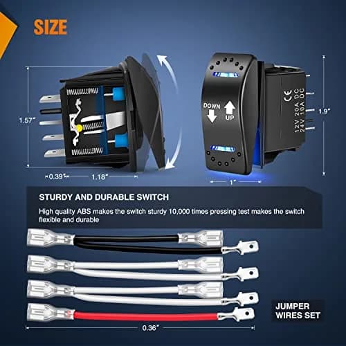 Nilight Momentary DPDT Rocker Switch 12V/24V | Heavy Duty Reverse Polarity Control thumbnail 2