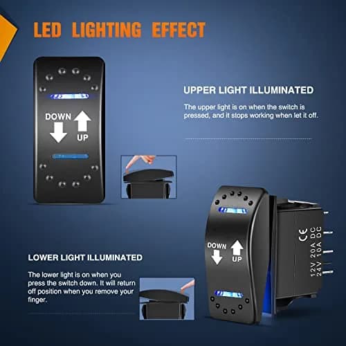 Nilight Momentary DPDT Rocker Switch 12V/24V | Heavy Duty Reverse Polarity Control thumbnail 4