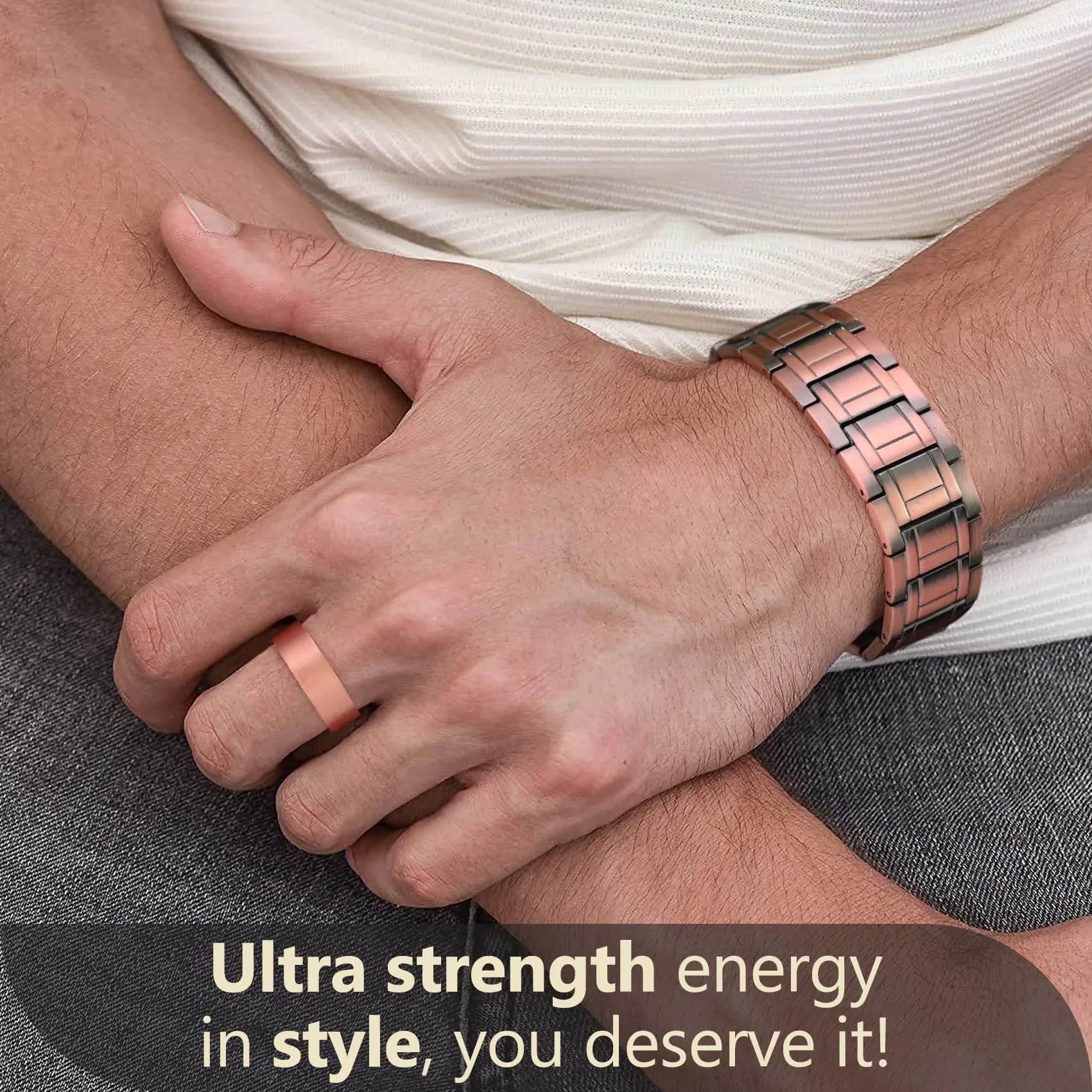 Feraco Pure Copper Magnetic Bracelet for Men | 23cm (9.06 inches) - view 4