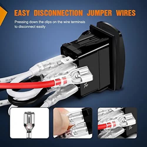 Nilight Waterproof 7Pin Rocker Switch with Jumper Wires Blue | 12V/24V, 20AMP, Durable, Universal Fit thumbnail 5