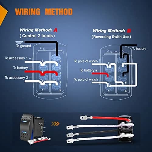 Nilight Waterproof 7Pin Rocker Switch with Jumper Wires Blue | 12V/24V, 20AMP, Durable, Universal Fit thumbnail 6