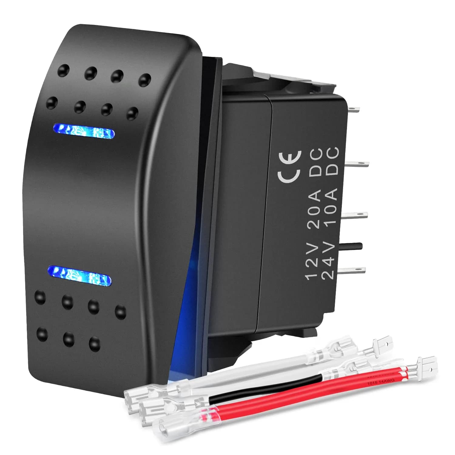 Nilight Waterproof 7Pin Rocker Switch with Jumper Wires Blue | 12V/24V, 20AMP, Durable, Universal Fit