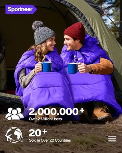 Sportneer Wearable Sleeping Bag for Adults & Kids – Walkable with Arm Zippers, 87'' Long, 32-65℉, Waterproof, Compact for Camping & Travel, Purple thumbnail 7