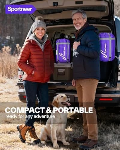 Sportneer Wearable Sleeping Bag for Adults & Kids – Walkable with Arm Zippers, 87'' Long, 32-65℉, Waterproof, Compact for Camping & Travel, Purple thumbnail 8