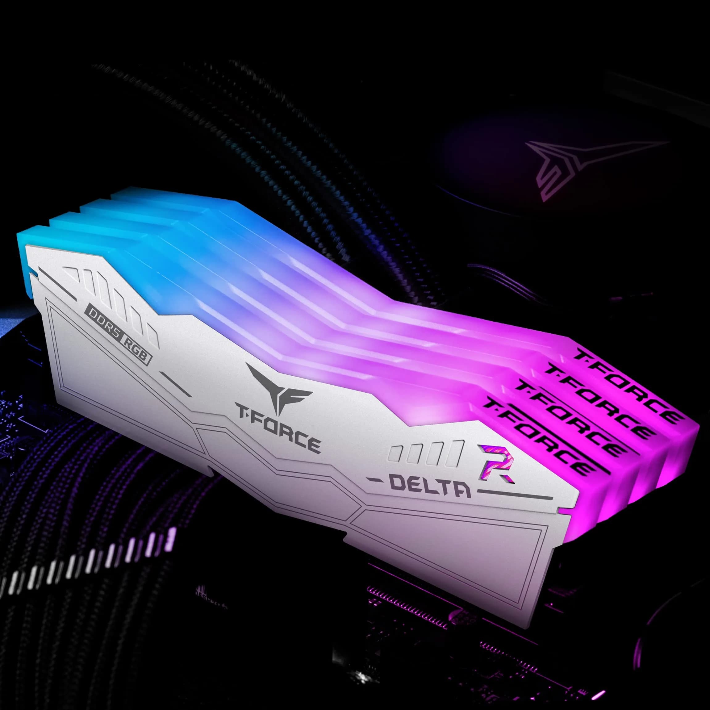 TEAMGROUP T-Force Delta RGB DDR5 32GB 7000MHz CL34 White Desktop Memory (2x16GB) - view 2
