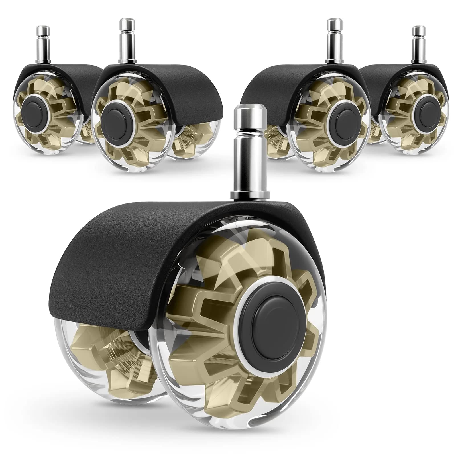 Omyoffice 2" Office Chair Wheels Set of 5 | Heavy Duty Gold Casters for Floors