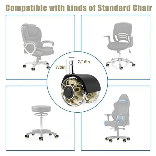 Omyoffice 2" Office Chair Wheels Set of 5 | Heavy Duty Gold Casters for Floors thumbnail 2