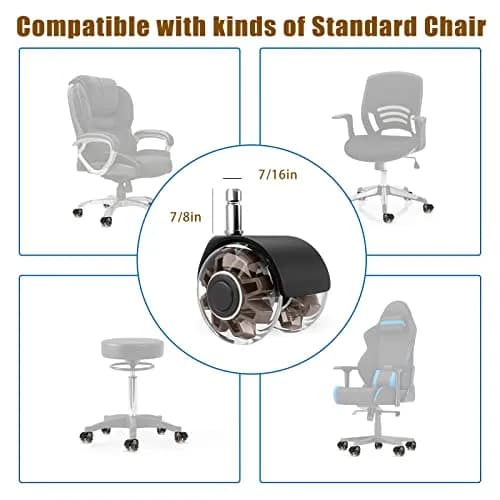 Omyoffice 2" Office Chair Wheels Set of 5 | Heavy Duty Brown Casters for Floors thumbnail 2