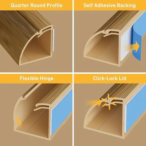 D-Line Stainable Wood-Effect Corner Cable Concealer 157in | Floor & Corner Cord Organizer thumbnail 3