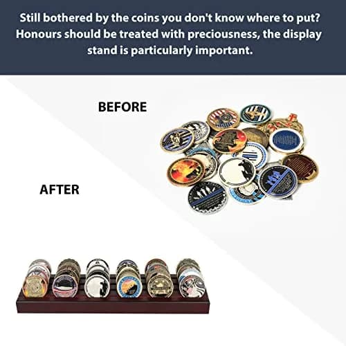 DecoWoodo Challenge Coin Display Stand 4 Rows Mahogany | Elegant & Durable thumbnail 5