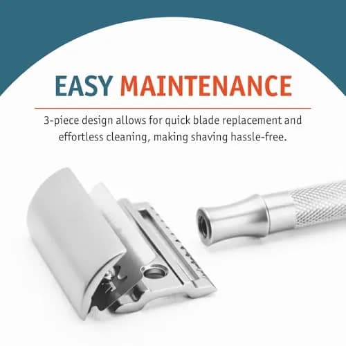 MERKUR 22C Double Edge Safety Razor - Matte Chrome | Long Knurled Brass Handle, 61g (2.15 oz) | Made in Germany thumbnail 5
