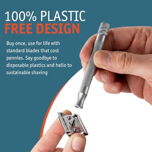 MERKUR 22C Double Edge Safety Razor - Matte Chrome | Long Knurled Brass Handle, 61g (2.15 oz) | Made in Germany thumbnail 6