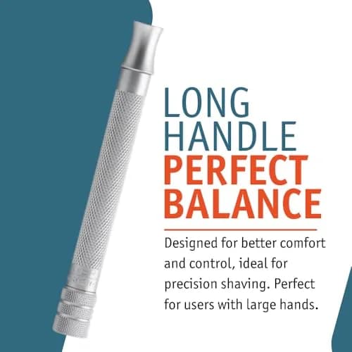 MERKUR 22C Double Edge Safety Razor - Matte Chrome | Long Knurled Brass Handle, 61g (2.15 oz) | Made in Germany thumbnail 3
