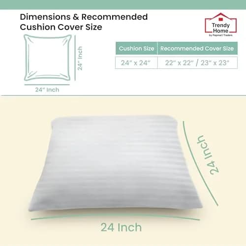 Trendy Home 24x24 Throw Pillow Insert (Set of 2, White) Hypoallergenic Cushion for Sofa & Bed thumbnail 7