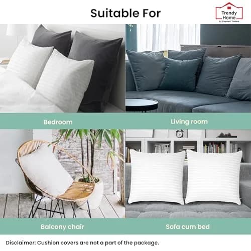 Trendy Home 24x24 Throw Pillow Insert (Set of 2, White) Hypoallergenic Cushion for Sofa & Bed thumbnail 8