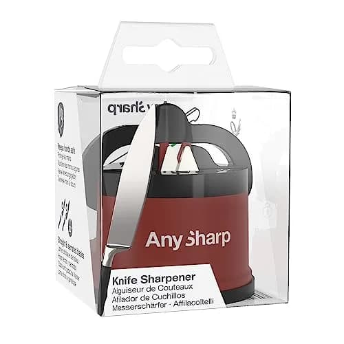 AnySharp Knife Sharpener Brick Red | Hands-Free Safety, PowerGrip Suction, Tungsten Carbide Blade thumbnail 8