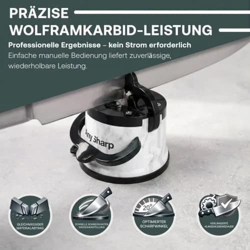 AnySharp Editions Knife Sharpener White Marble | Easy Use Hands-Free with PowerGrip Suction thumbnail 4