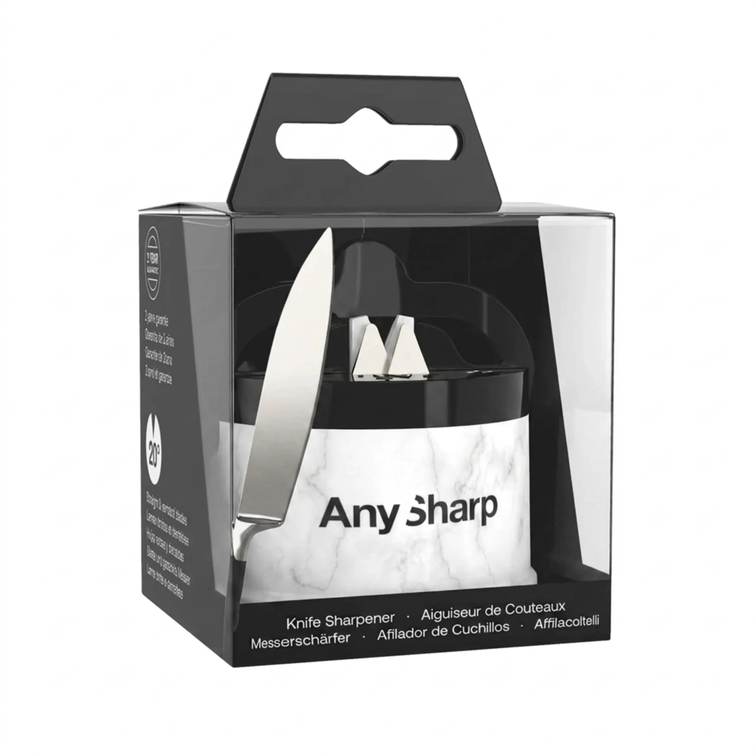 AnySharp Editions Knife Sharpener White Marble | Easy Use Hands-Free with PowerGrip Suction thumbnail 7