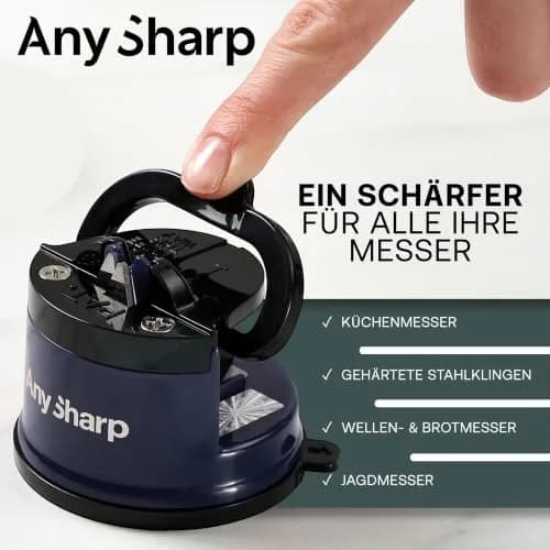 AnySharp Editions Knife Sharpener Navy | Easy Use Hands-Free with PowerGrip Suction & 20-Degree Angle thumbnail 5