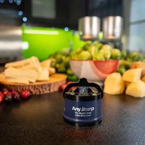 AnySharp Editions Knife Sharpener Navy | Easy Use Hands-Free with PowerGrip Suction & 20-Degree Angle thumbnail 8