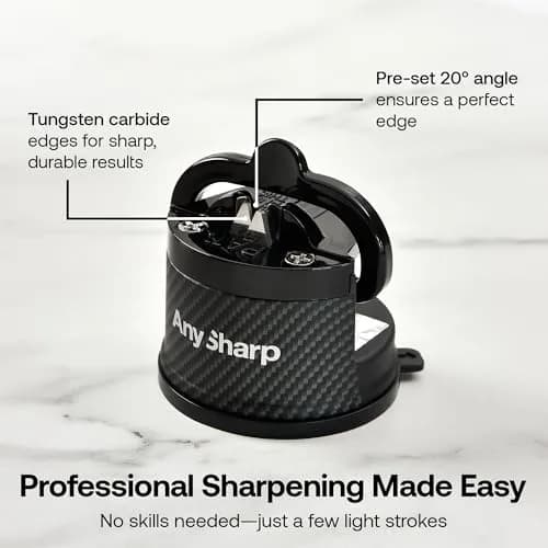 AnySharp Knife Sharpener Carbon | Hands-Free, 20° Pre-Set, Suction Base, Versatile & Durable thumbnail 4