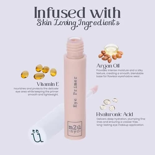 M2U NYC Eyeshadow Primer – Waterproof, Long-Lasting, Hydrating with Hyaluronic Acid (0.5 Oz) for All Skin Types thumbnail 5