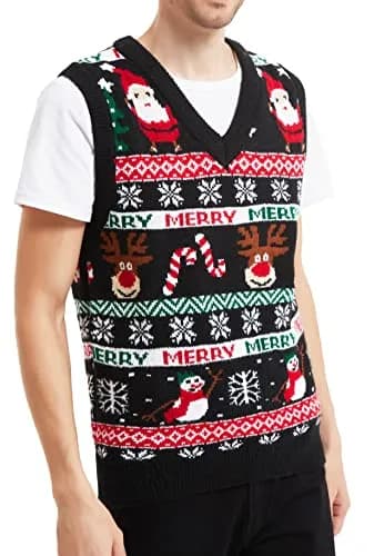 daisysboutique Men's Christmas Sweater Crew Neck Acrylic Medium | Festive Cartoon Design thumbnail 1