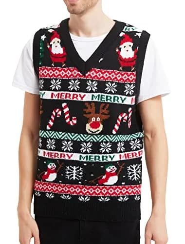 daisysboutique Men's Christmas Sweater Crew Neck Acrylic Medium | Festive Cartoon Design thumbnail 2