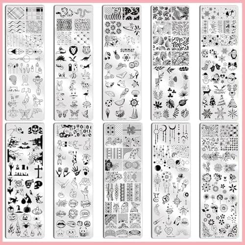 Biutee 10 pcs Nail Stamping Plates Set Halloween Nail Art Kit 12 x 4 cm (4.72 x 1.6 Inch) | Professional DIY Manicure Designs thumbnail 4