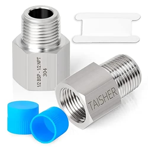 TAISHER Forging 304 Stainless Steel Fitting 1/2" NPT x G BSP Thread | Heavy Duty Pipe Adapter thumbnail 1