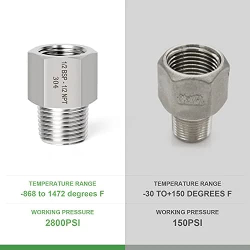 TAISHER Forging 304 Stainless Steel Fitting 1/2" NPT x G BSP Thread | Heavy Duty Pipe Adapter thumbnail 4