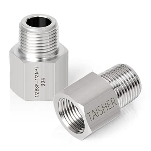 TAISHER Forging 304 Stainless Steel Fitting 1/2" NPT x G BSP Thread | Heavy Duty Pipe Adapter thumbnail 7