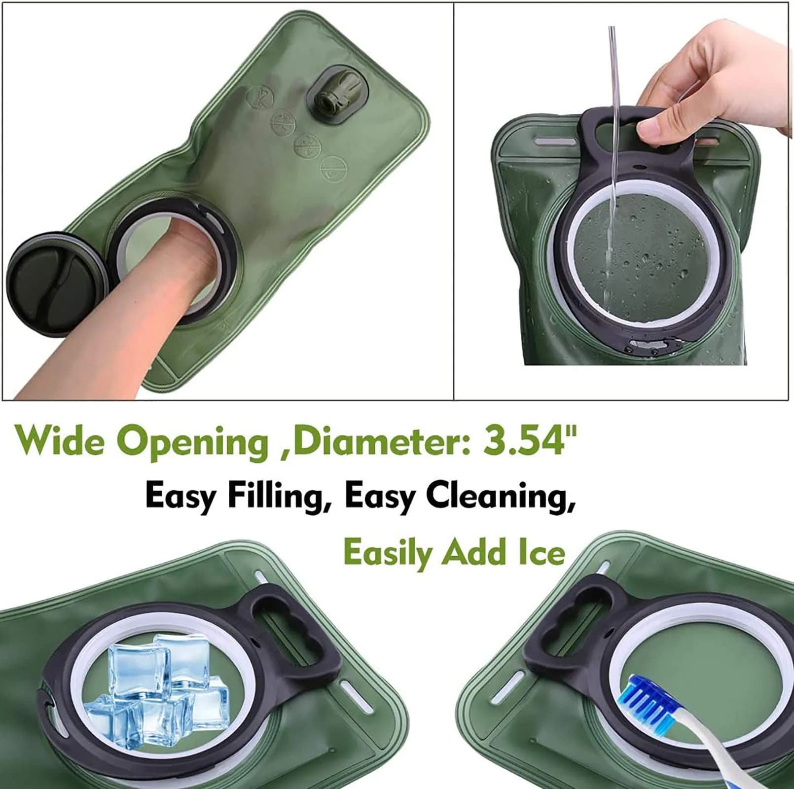 CHERAINTI Hydration Bladder 3L (9.5L x 21.3cm) | Military Green Water Reservoir for Backpacks - view 5