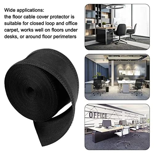 Syhood Carpet Cord Cover Floor Cable Protector 2.8 Inch 30 Feet Black | Floor Cable Management thumbnail 6