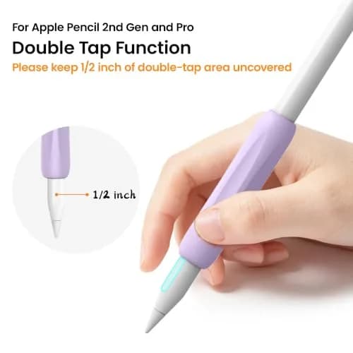 Delidigi Apple Pencil Grip, Ergonomic Silicone Sleeve for 1st/2nd Gen | Soft, Anti-Slip, No-Roll thumbnail 4