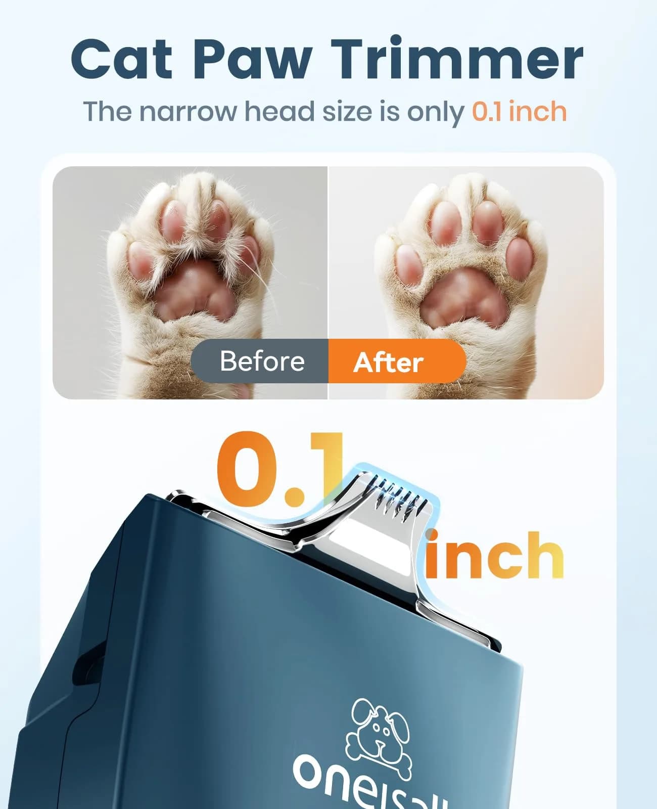 oneisall Quiet Pet Clippers for Cat Matted Hair, Cordless Cat Hair Trimmer with Storage Bag | Low Noise Under 50 dB - view 2